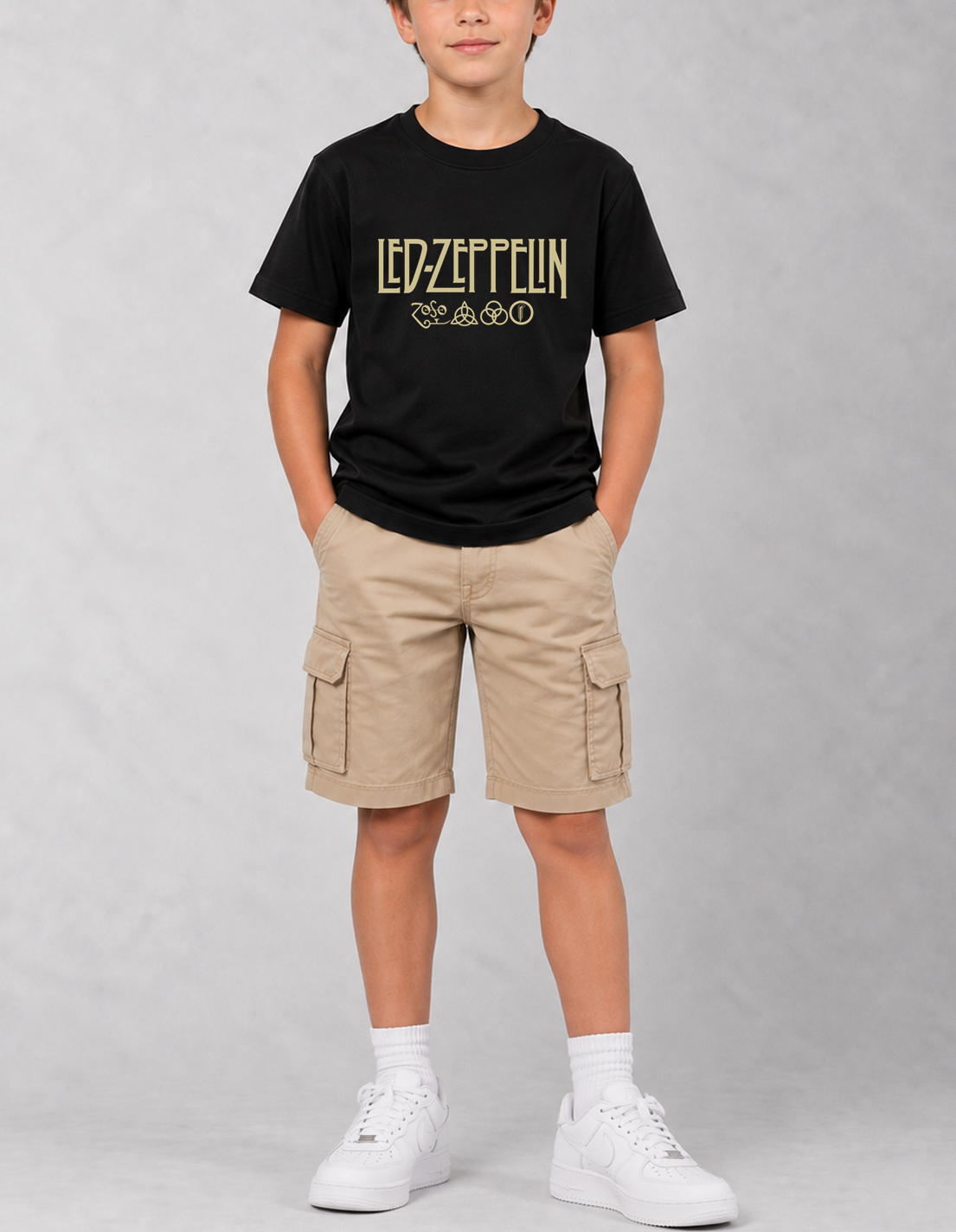 Camiseta Infantil Led Zeppelin Symbols Preta RIFF STUDIO