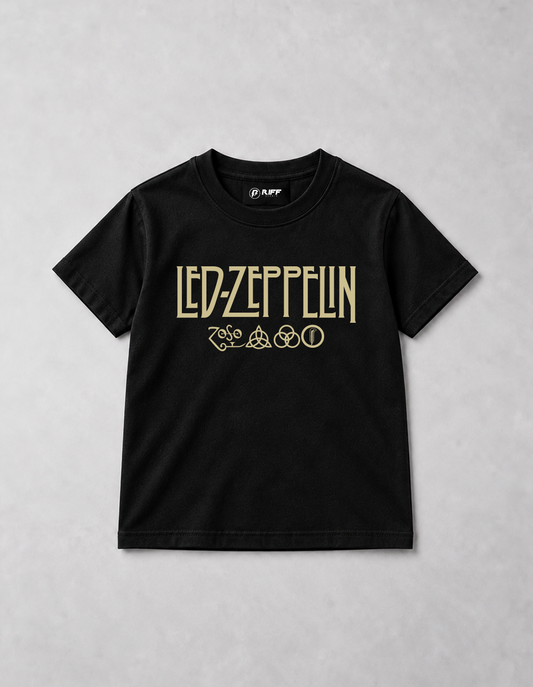 Camiseta Infantil Led Zeppelin Symbols Preta RIFF STUDIO