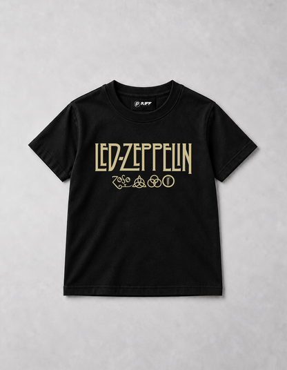 Camiseta Infantil Led Zeppelin Symbols Preta RIFF STUDIO