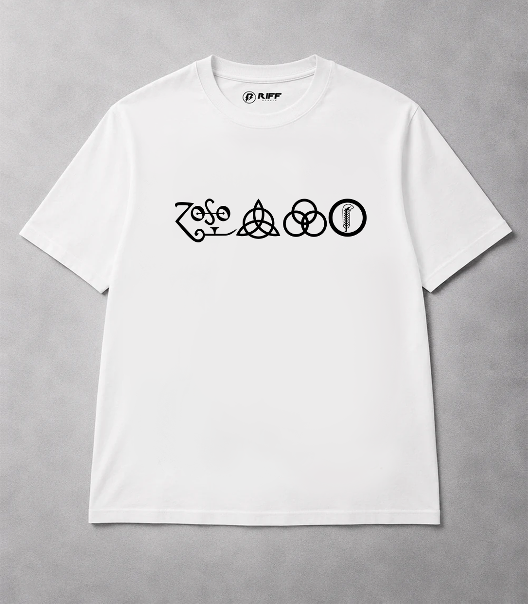 Camiseta LED ZEPPELIN 4 Symbols branco RIFF STUDIO
