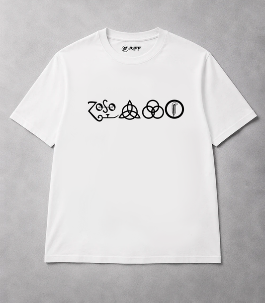 Camiseta LED ZEPPELIN 4 Symbols branco RIFF STUDIO