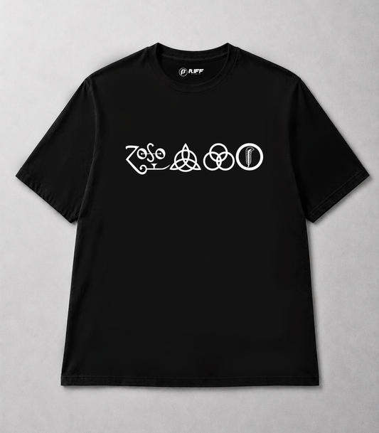 Camiseta LED ZEPPELIN 4 Symbols preto RIFF STUDIO