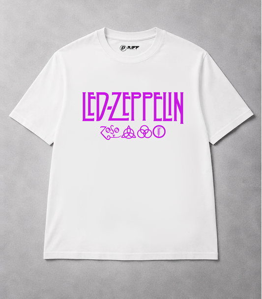 Camiseta LED ZEPPELIN Symbols branca rosa RIFF STUDIO