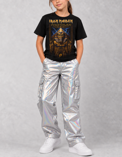 Camiseta Infantil Iron Maiden Powerslave Vintage Preta RIFF STUDIO
