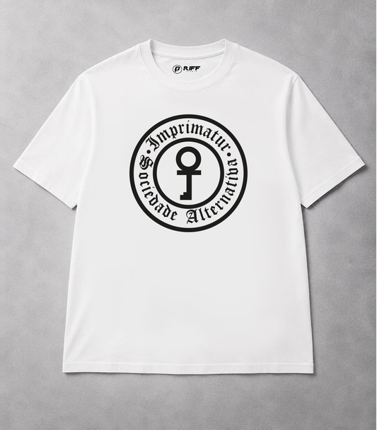Camiseta RAUL SEIXAS IMPRIMATUR branco RIFF STUDIO