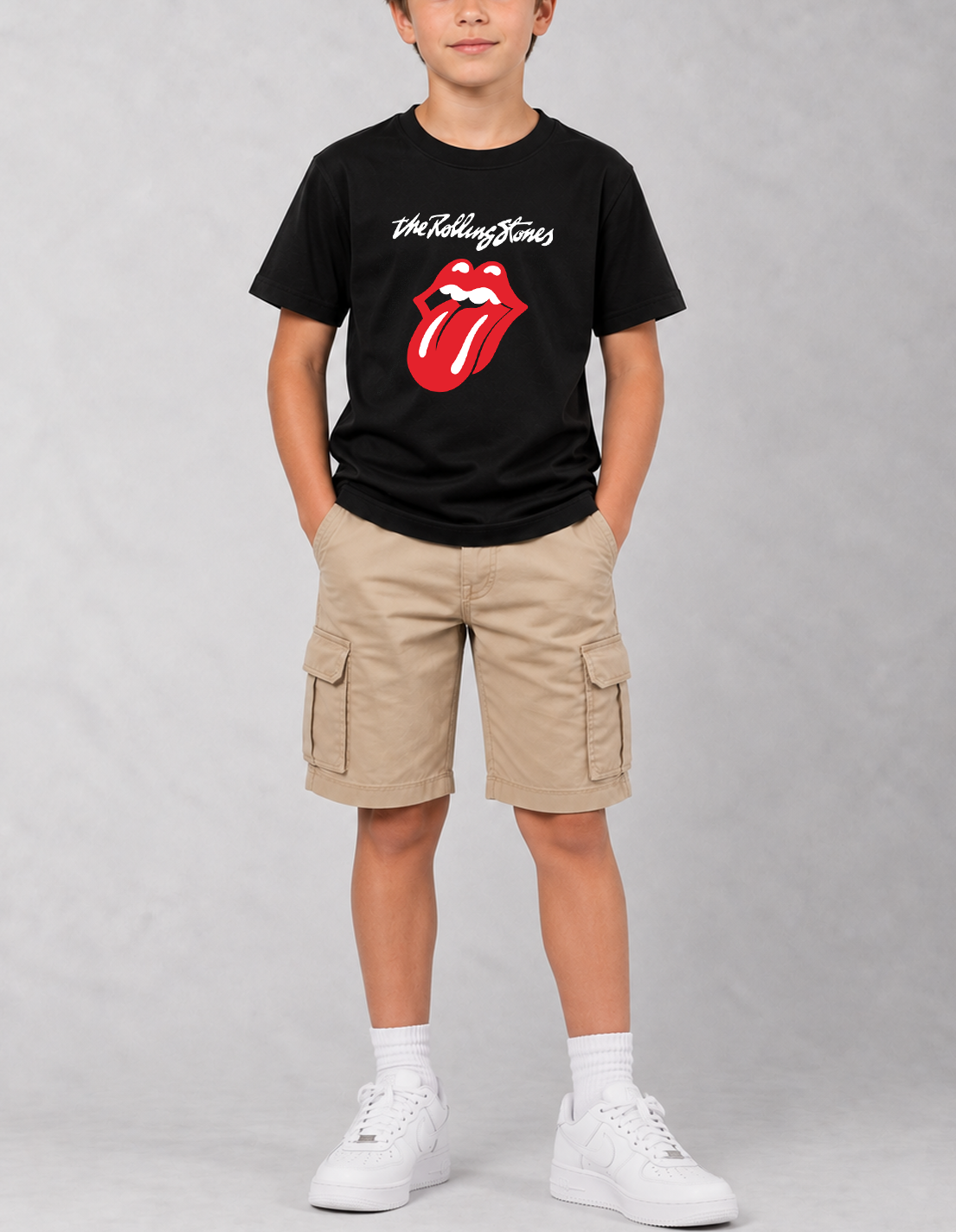 Camiseta Infantil Rolling Stones Preta RIFF STUDIO
