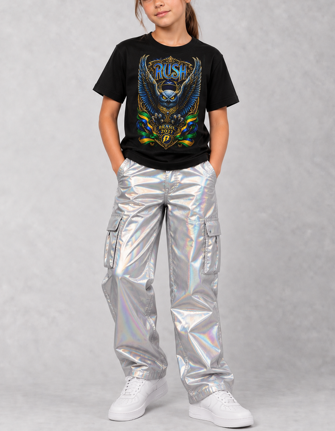 Camiseta Infantil RUSH Brasil 2027 Preta RIFF STUDIO