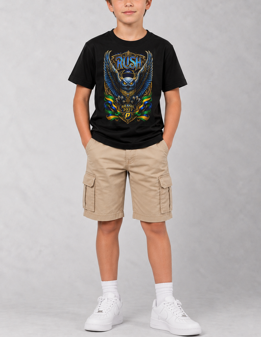 Camiseta Infantil RUSH Brasil 2027 Preta RIFF STUDIO