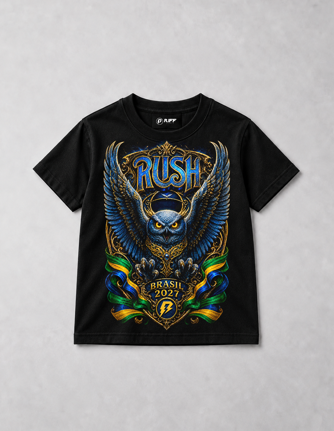 Camiseta Infantil RUSH Brasil 2027 Preta RIFF STUDIO