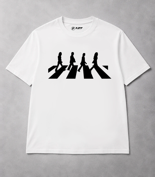 Camiseta THE BEATLES ABBEY ROAD branca RIFF STUDIO