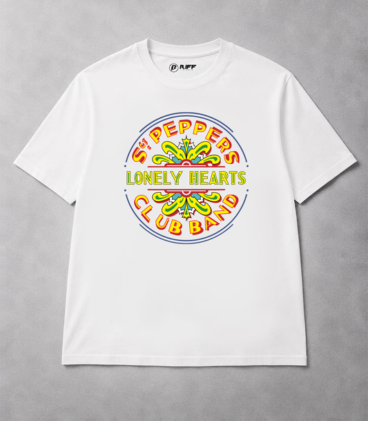 Camiseta THE BEATLES SGT PEPPERS branca RIFF STUDIO