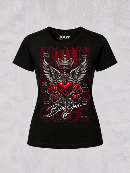 Camiseta Bon Jovi Songs Babylook preta RIFF STUDIO