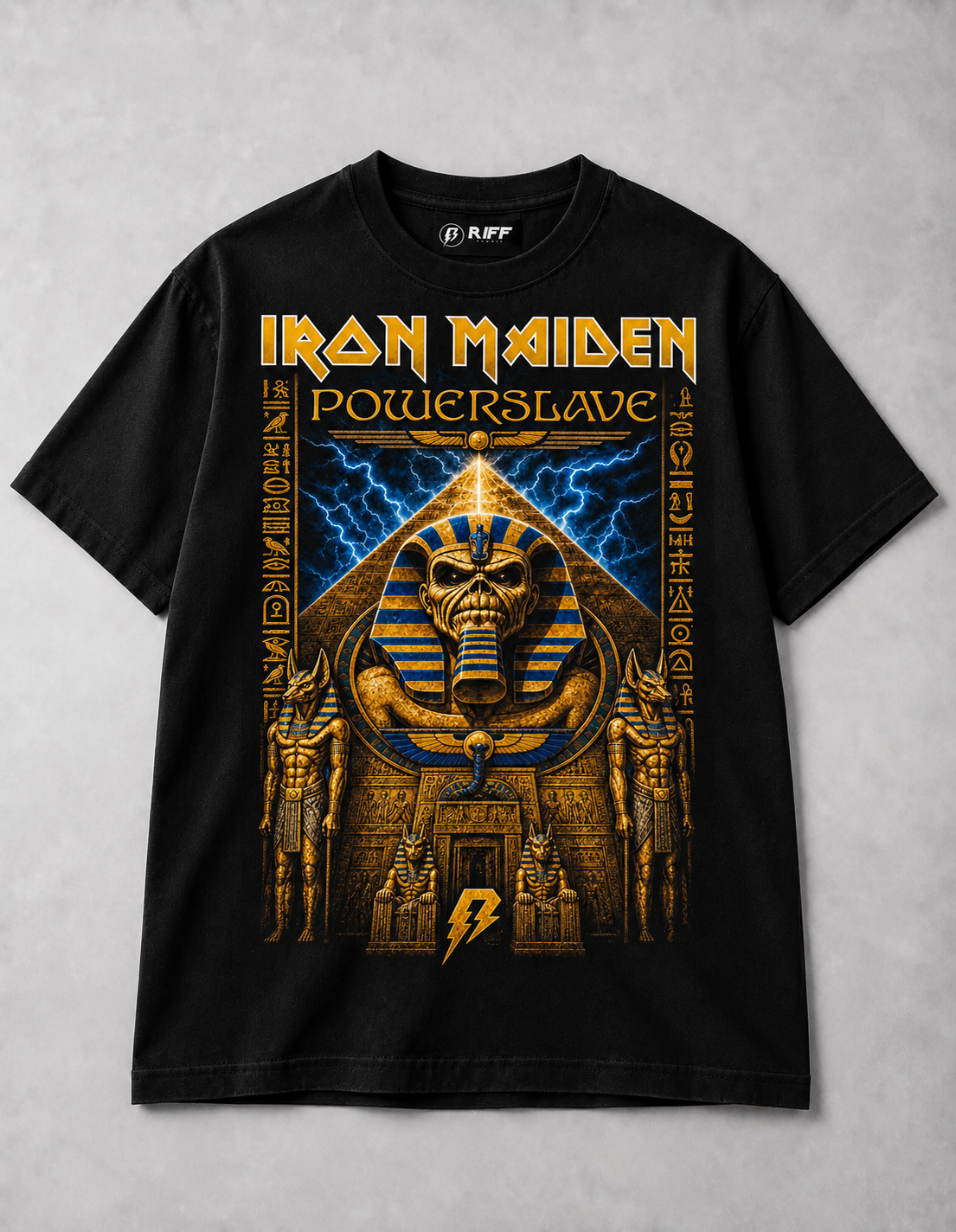 Camiseta Iron Maiden Powerslave Vintage Preta RIFF STUDIO