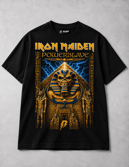 Camiseta Iron Maiden Powerslave Vintage Preta RIFF STUDIO