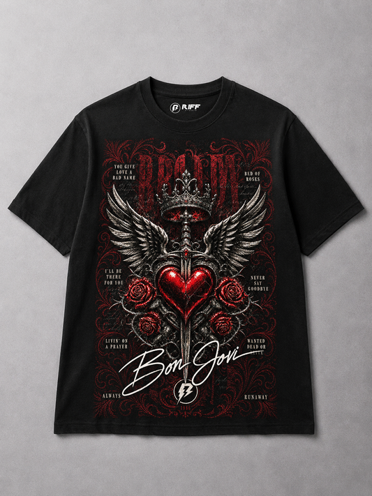 Camiseta Bon Jovi Songs preta RIFF STUDIO