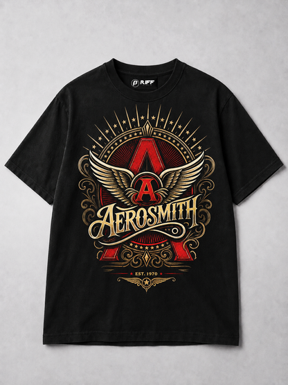 Camiseta Aerosmith 1970 Preta RIFF STUDIO