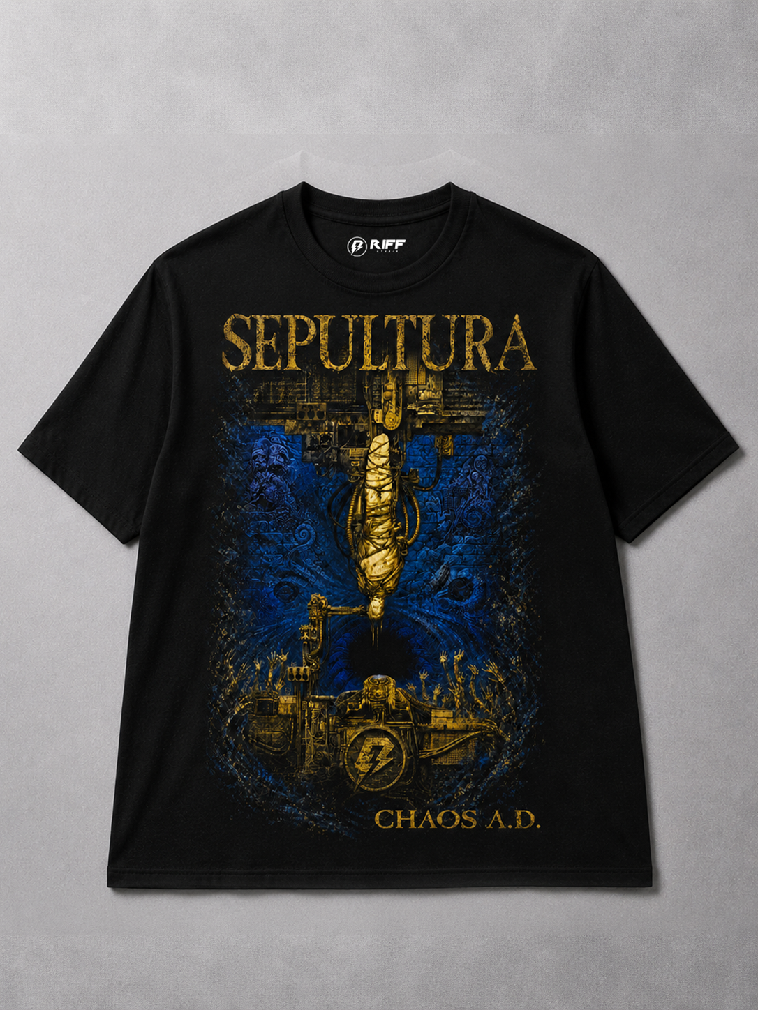 Camiseta Sepultura Chaos AD Preta RIFF STUDIO