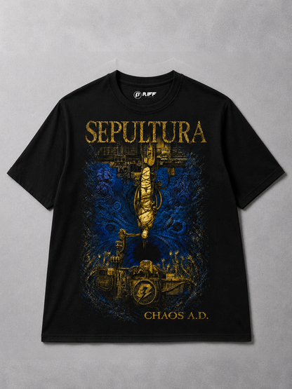 Camiseta Sepultura Chaos AD Preta RIFF STUDIO