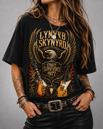 Camiseta Lynyrd Skynyrd Street Survivors 1977 Preta RIFF STUDIO