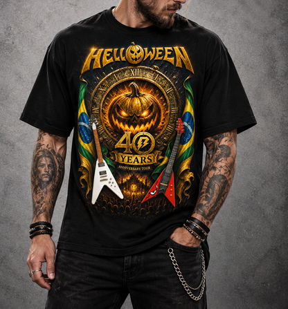 Camiseta Helloween Tour 40 Anos Preta RIFF STUDIO