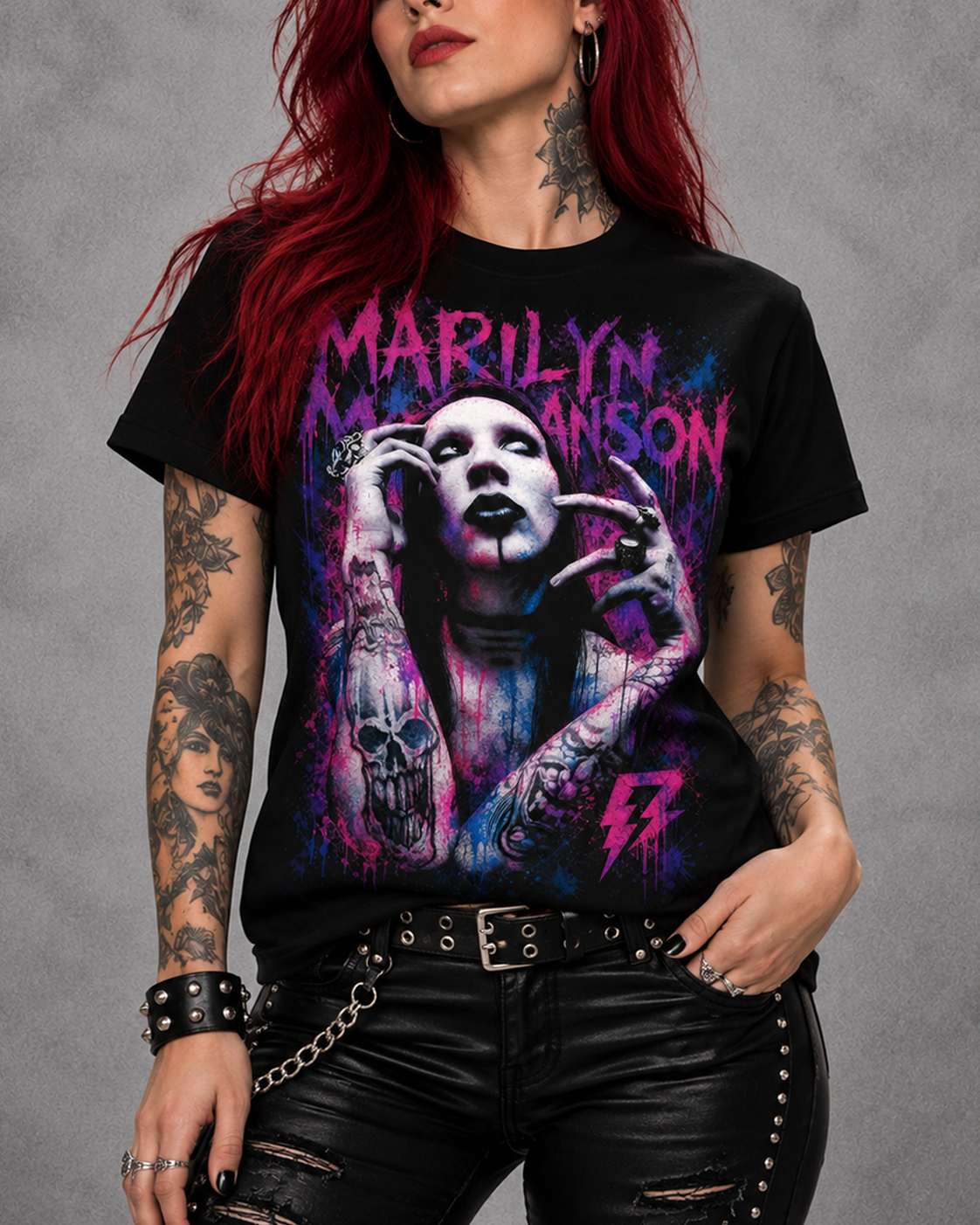 Camiseta Marylin Manson Preta RIFF STUDIO