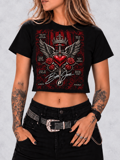 Cropped Bon Jovi Songs preta RIFF STUDIO