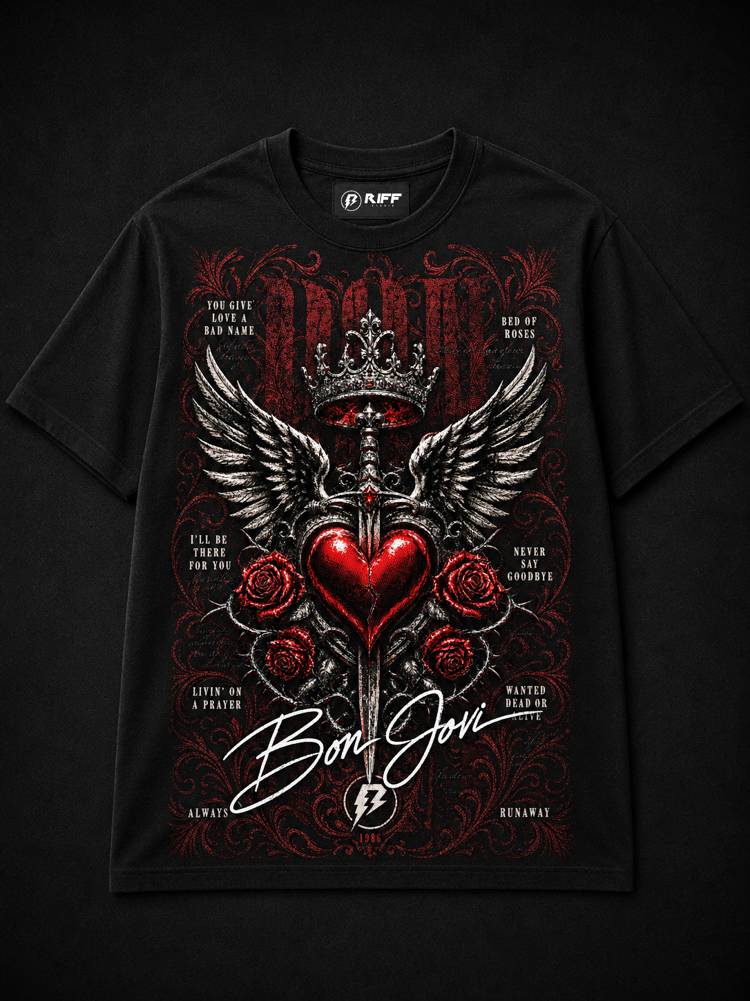 Camiseta Bon Jovi Songs preta RIFF STUDIO