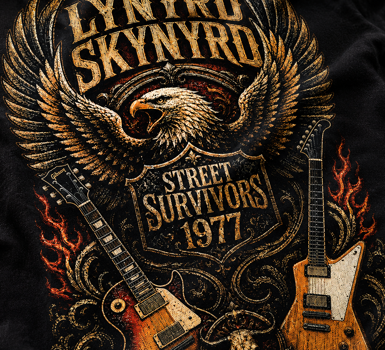 Camiseta Lynyrd Skynyrd Street Survivors 1977 Preta RIFF STUDIO