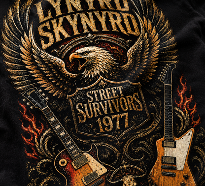 Camiseta Lynyrd Skynyrd Street Survivors 1977 Preta RIFF STUDIO