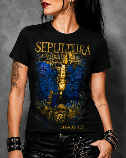 Camiseta Sepultura Chaos AD Preta RIFF STUDIO