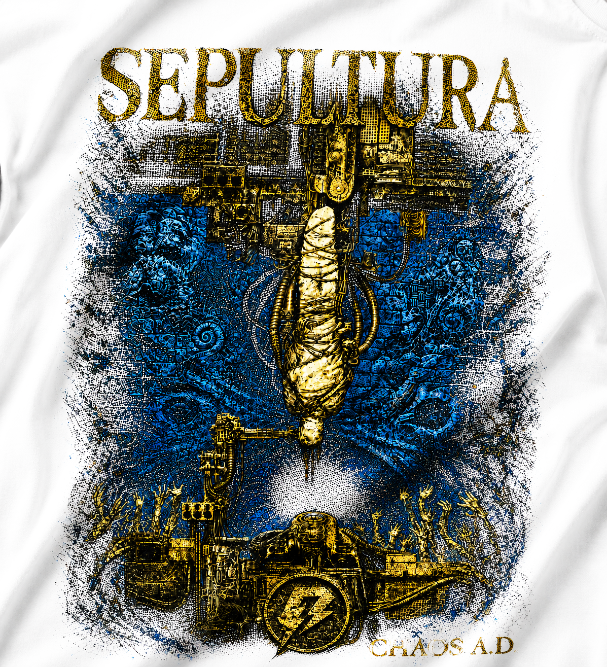 Camiseta Sepultura Chaos AD Branca RIFF STUDIO