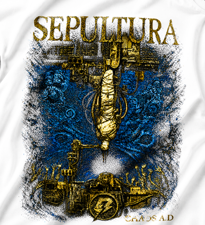 Camiseta Sepultura Chaos AD Branca RIFF STUDIO