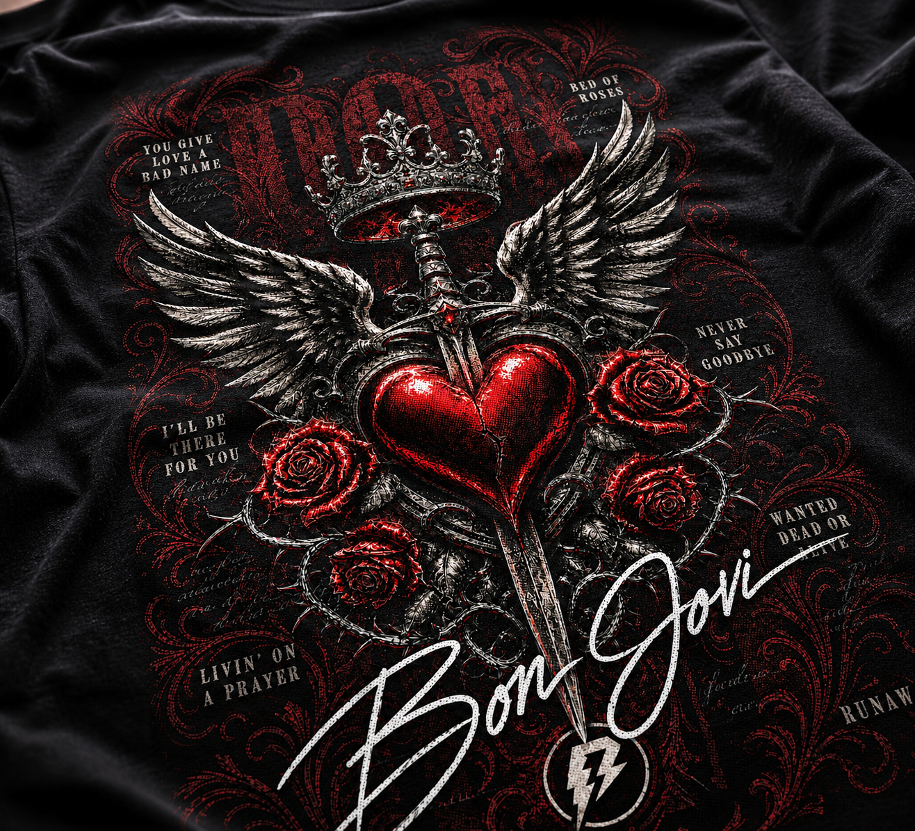 Camiseta Bon Jovi Songs preta RIFF STUDIO