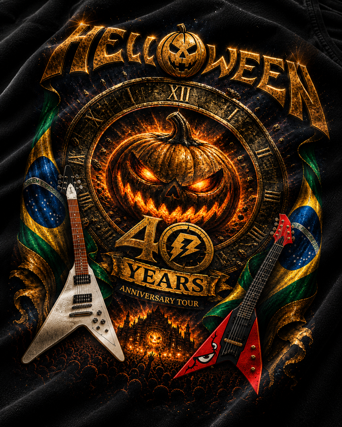 Camiseta Helloween Tour 40 Anos Preta RIFF STUDIO