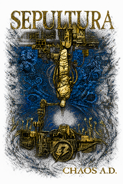 Camiseta Sepultura Chaos AD Branca RIFF STUDIO