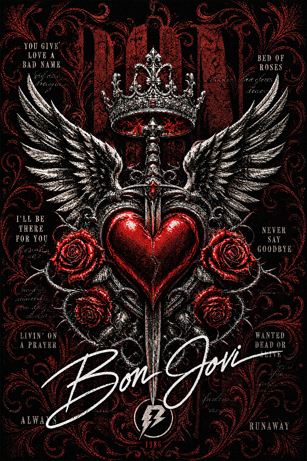 Camiseta Bon Jovi Songs preta RIFF STUDIO