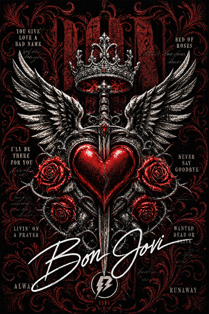 Camiseta Bon Jovi Songs preta RIFF STUDIO