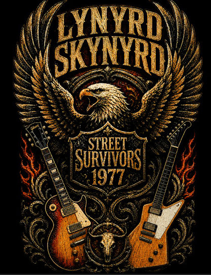 Camiseta Lynyrd Skynyrd Street Survivors 1977 Preta RIFF STUDIO