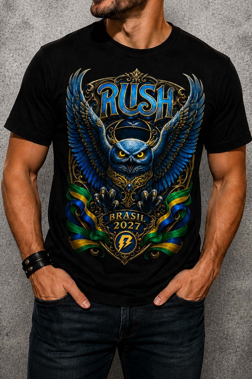 Camiseta RUSH Brasil 2027 Preta RIFF STUDIO