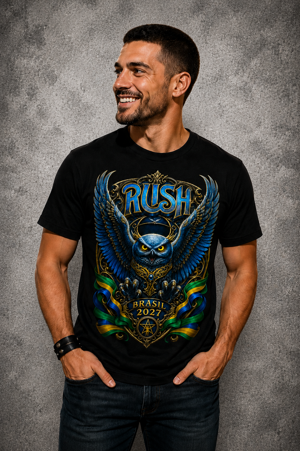 Camiseta RUSH Brasil 2027 Preta RIFF STUDIO