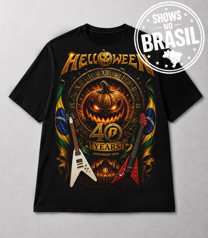 Camiseta Helloween Tour 40 Anos Preta RIFF STUDIO