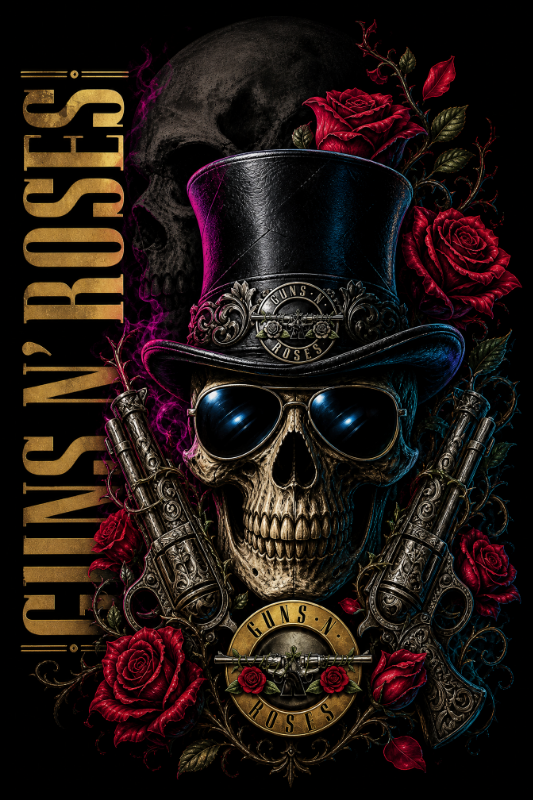 Camiseta Guns N' Roses Skull Preta RIFF STUDIO