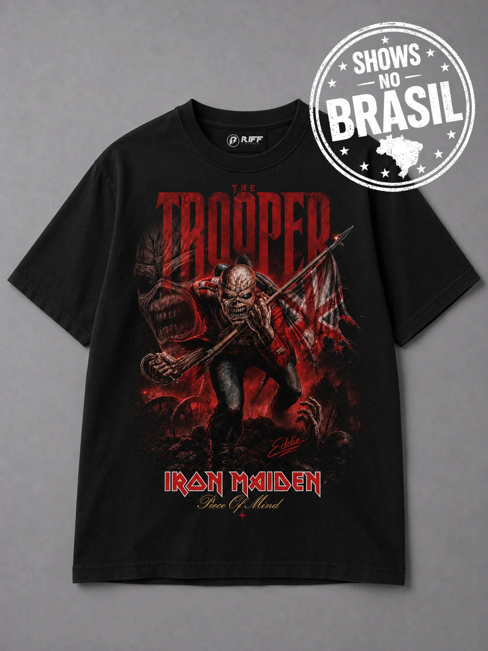 Camiseta The Trooper Vintage Preta RIFF STUDIO